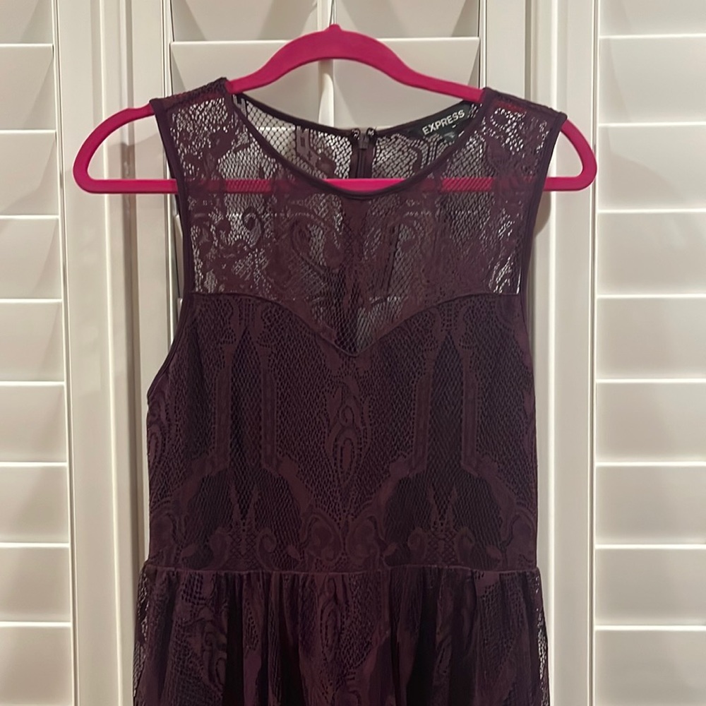 EXPRESS Plum Lace sleeveless Skater dress
